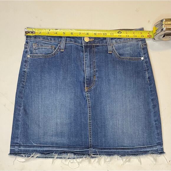 Just Black Denim Raw Hem Mini Skirt Women’s M Blue Stretch USA Made Americana - Picture 4 of 9